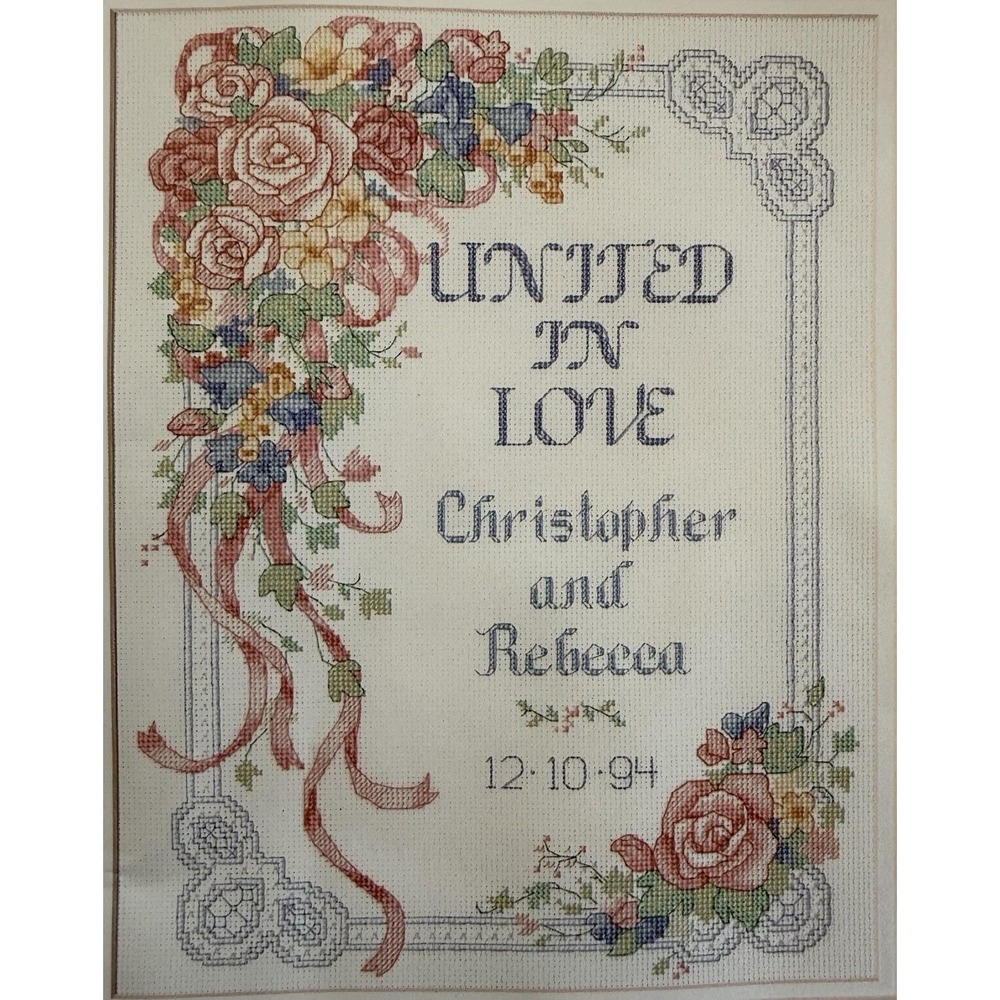 Dimensions In Love United WIP Counted Cross Stitch Kit Karen Avery VTG 1992